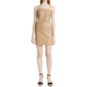 Jonathan Simkhai Jeslyn Faux Leather Double Strap Dress In Sparrow NWT Revolve 6